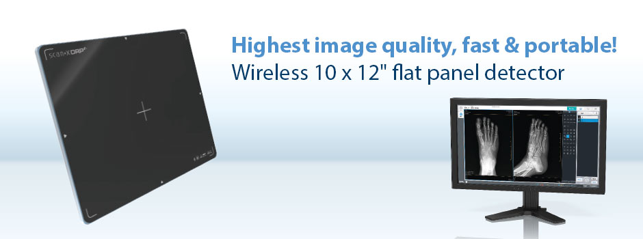 Highest image quality, fast & portable! Wireless 10 x 12" flat panel detector